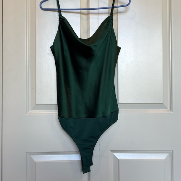 Dress Forum Tops - Emerald Green Cowl Neck Camisole Bodysuit Small S Dress Forum
